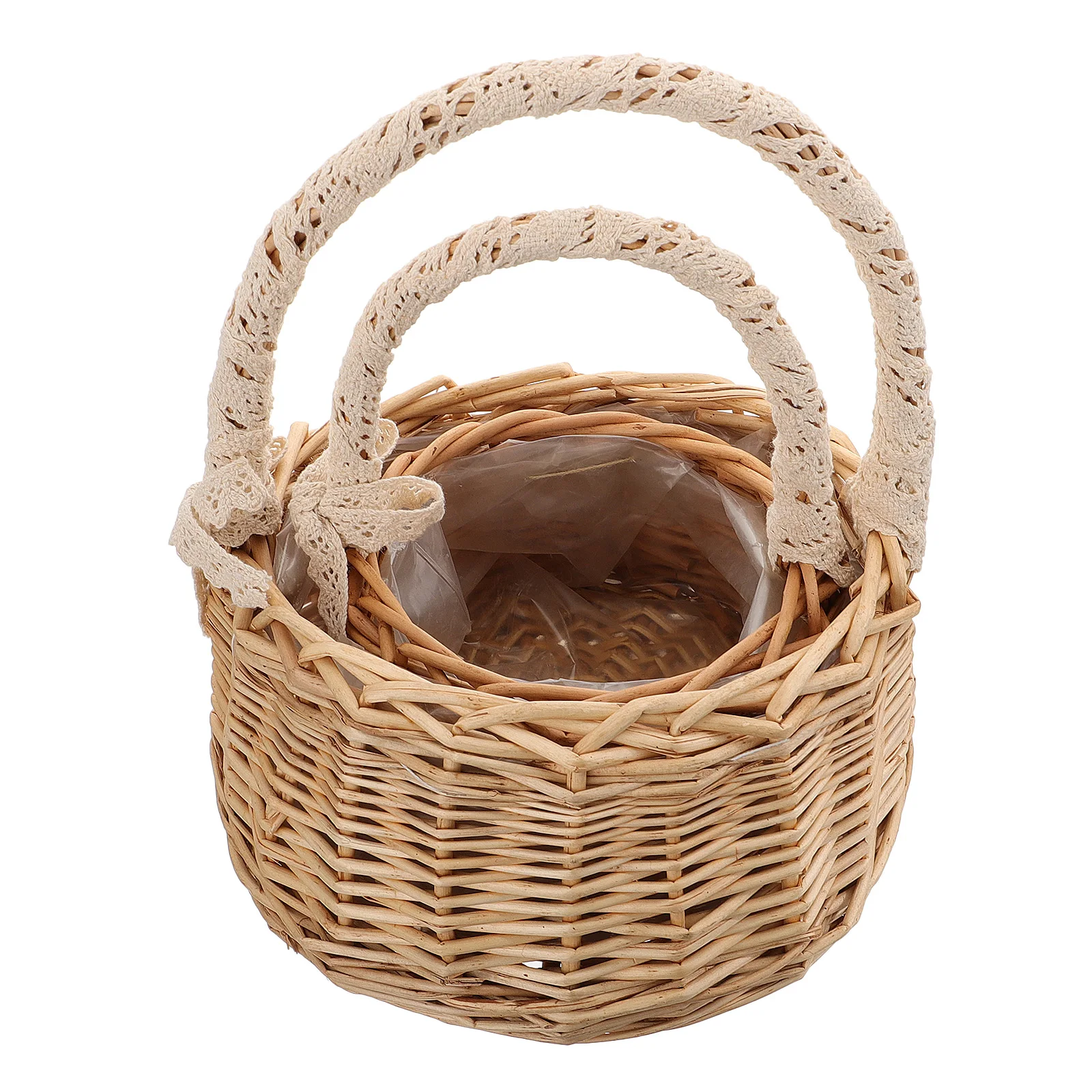 

2pcs Wicker H Basket Woven Baskets Fruit Holder Flower Container Storage Vegetable Tote Picnic Garden Furniture Set Home Decor