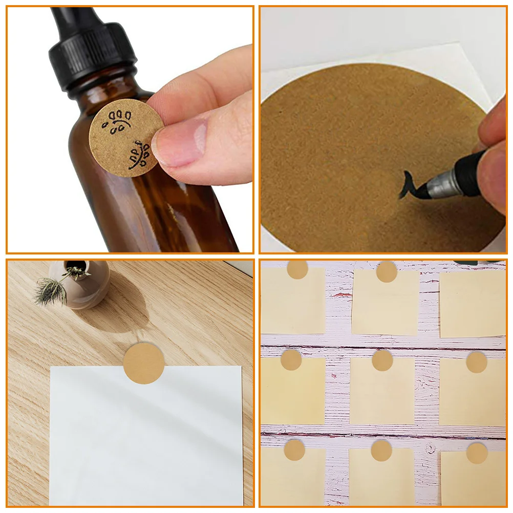 

3 Rolls Round Label Adhesive Kraft Paper Sealing Stickers Envelopes Handmade Crafts Christmas Decoration Writable Self Adhesive
