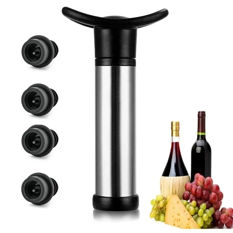 Wine Stopper with Vacuum Wine Pump Wine Preserver Aerator Rubber Black Stoppers Sealing Preserver Drinks Bottle Silicone Caps