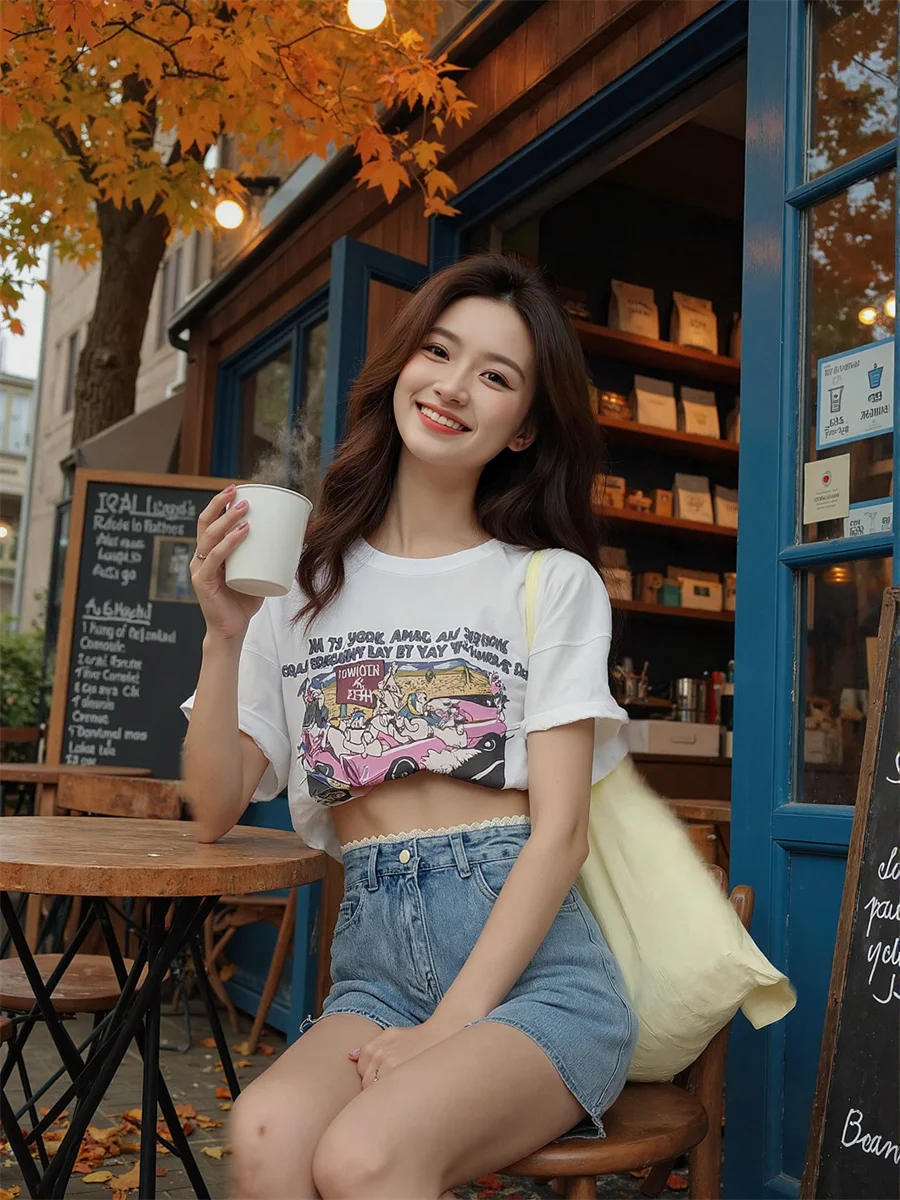 Pantaloncini da donna a vita alta con fori piccoli diamanti decorazione pendolari gialli taglie comode movimento punto finiture