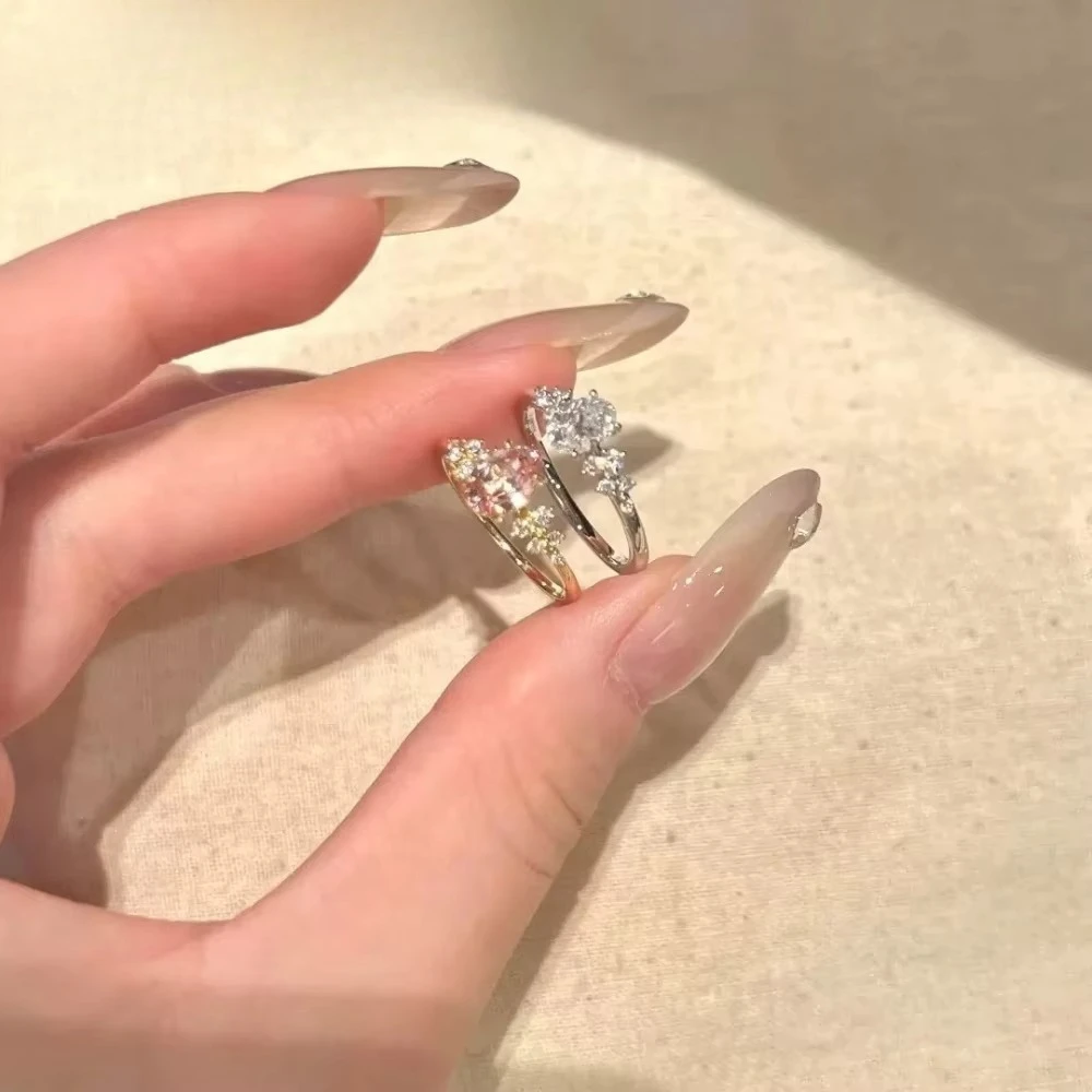 925 Silver Glittering Dove Egg Ring Medieval Style Luxurious Elegant Appearance Versatile Pink Diamond Band Unisex Jewelry