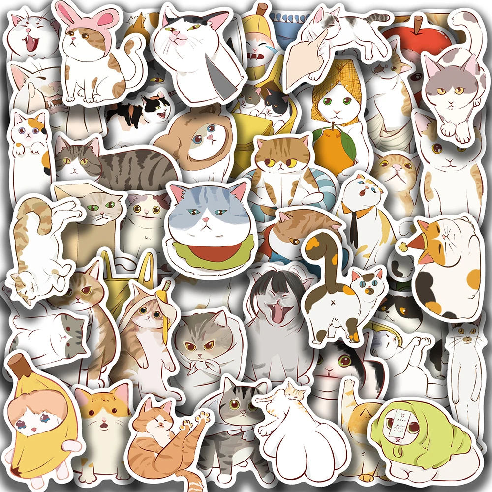 

10/30/50pcs Funny Cartoon Cat Graffiti Stickers Cute Animals Sticker DIY Water Bottle Phone Suitcase Waterproof Decals Kids Toy