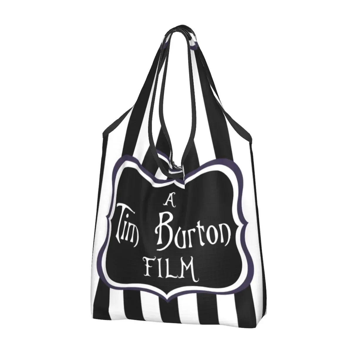 A Tim Burton Film Groceries Shopping Bags Custom Shopper Shoulder Tote Bag Big Capacity Portable Horror Fantasy Movie Handbag