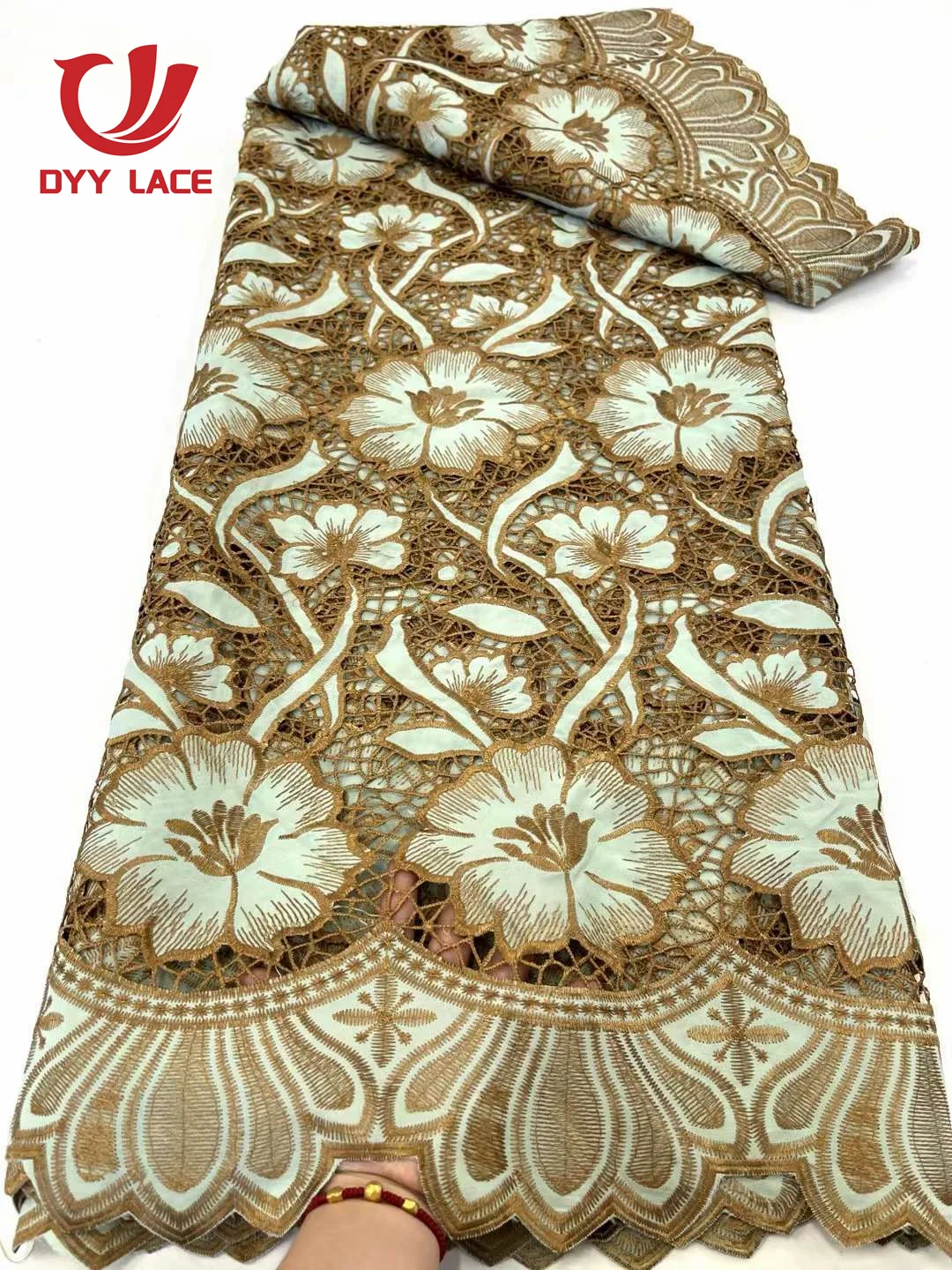 2024 High Quality Nigerian Guipure Lace Fabric African Water Soluble Lace Fabric Nigerian Chiffon For Women Party Dress Sew