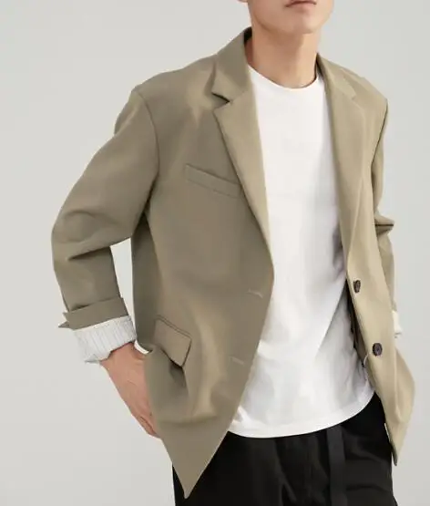 

New Men's Suit Academic Style Solid Color Casual Long Sleeve Loose Cotton Blend Suit Jacket Coat ABB330
