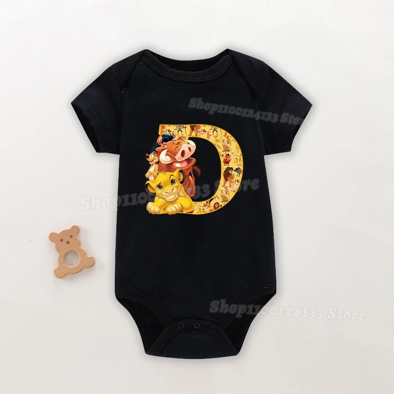 Lion King Baby Jumpsuit Cotton Newborn Letter A-Z Disney Simba Pumbaa Cute Print 3-24M Infant Clothes Safty Soft Romper Bodysuit