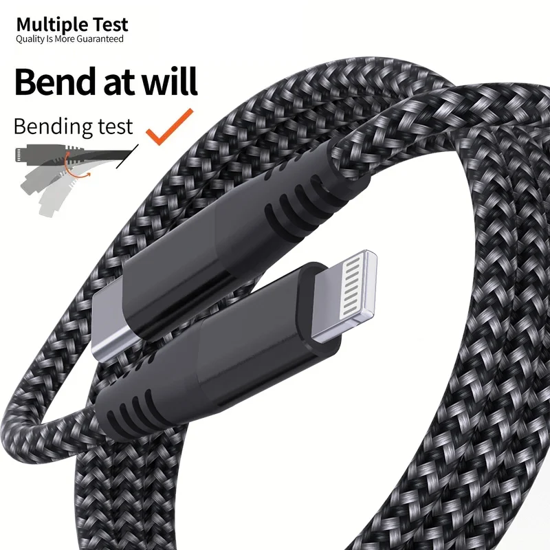MFi Certified Type C to Lightning Nylon Braided Cable 20W Fast Charging Data Sync 1/2 Pack for iPhone 14 13 12 11 Pro