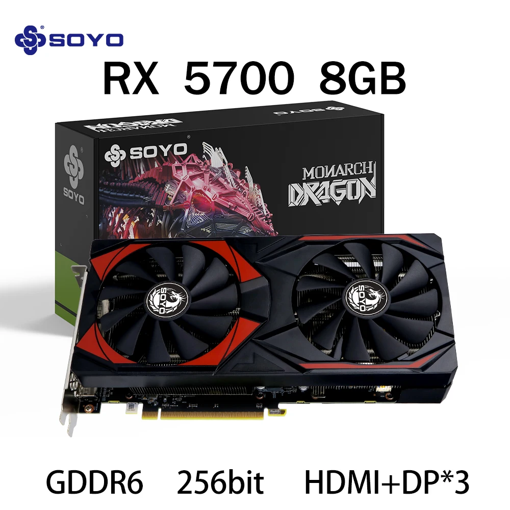 

Gaming Graphics Card SOYO AMD Radeon RX5700 8GB GDDR6 Memory 256Bit PCIEx16 4.0 for Desktop Computer Video Cards RX 5700