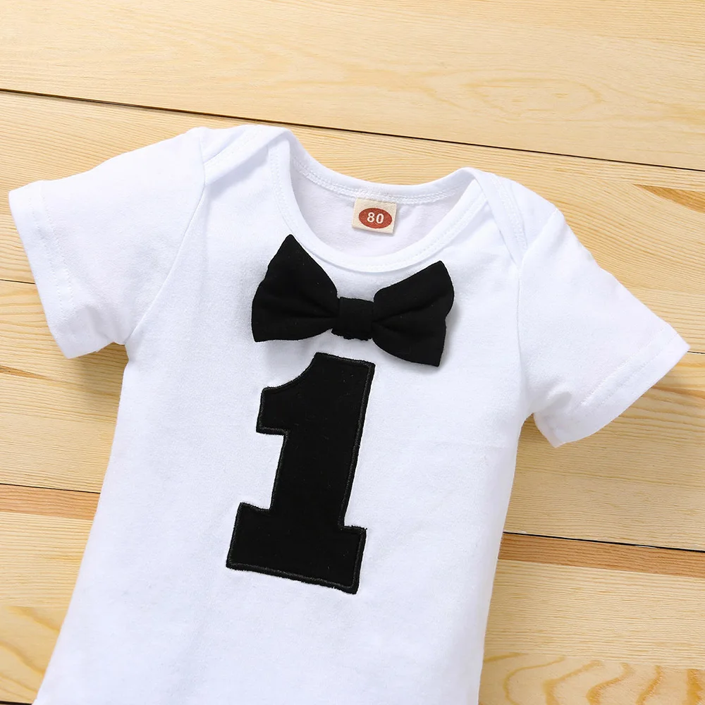 1st Birthday Outfit for Baby Boy Baby Girl Clothes Baby Boy 0 12 Months Letter One Printed Romper Baby Photography Props Outfit