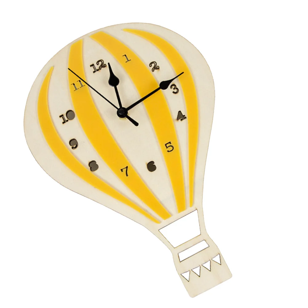 

Hot Air Balloon Shaped Wall Clock Yellow Simple Decorative Wall Clock Art Decor for Home Office Living Room Silent Movement