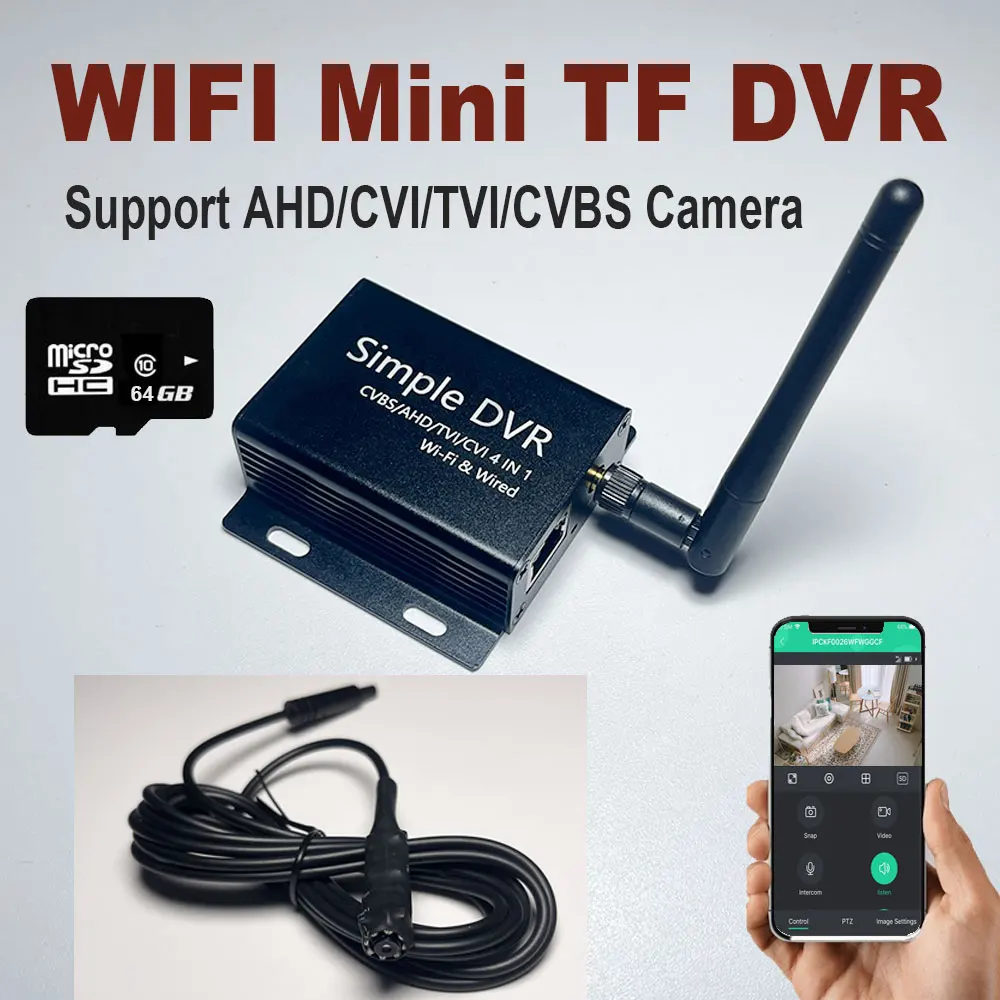 H.265 wifi mini CCTV Wireless DVR AHD CVI TVI CVBS add HD Mini Camera Video Recorder Home Security System Add 64G Onvif RTSP APP