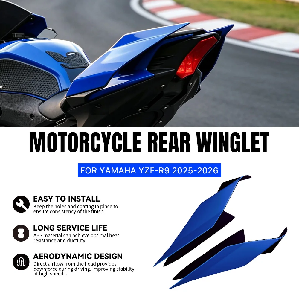 New Rear tail fixed wing For YAMAHA Blue YZF-R9 YZFR9 Motorcycle rear side fairing spoiler wing modified ABS Carbon