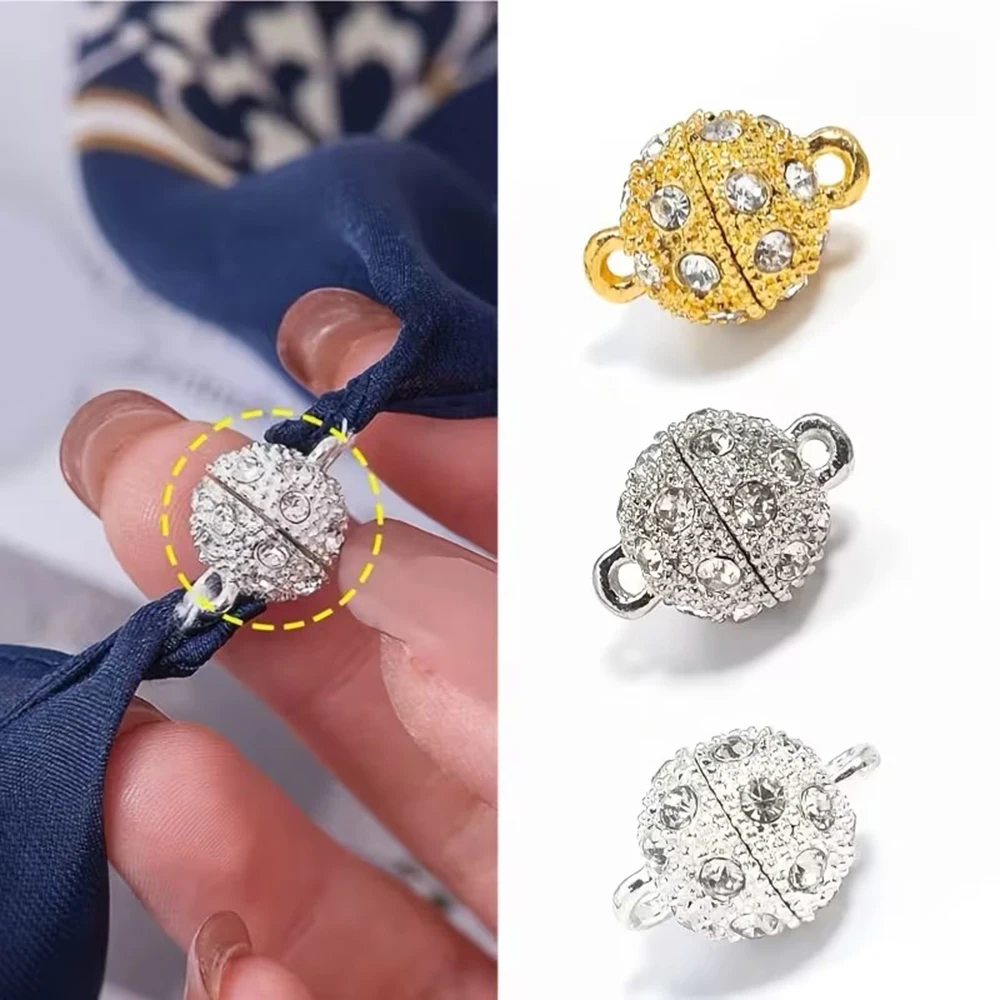 

6pcs Rhinestone Magnetic Buttons Ball Magnetic Sewing Clasp Buckle Multi-purpose Fastener for DIY Scarves Cardigans Sweaters