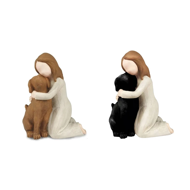 Love My Dog Figurines Statues, Dog Angel Friendship Remembrance Gifts,Sculpted Hand-Painted Figures For Dog Lovers Black Durable