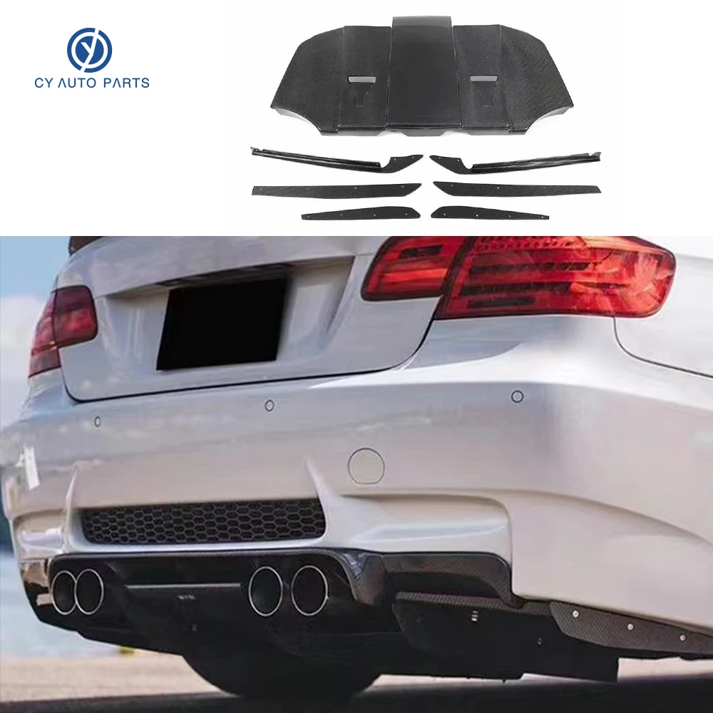 Rear Bumper Carbon Fiber Body Kit  Varis Style Rear Diffuser Lip Spoiler Exhaust Pipe For BMW E92 M3