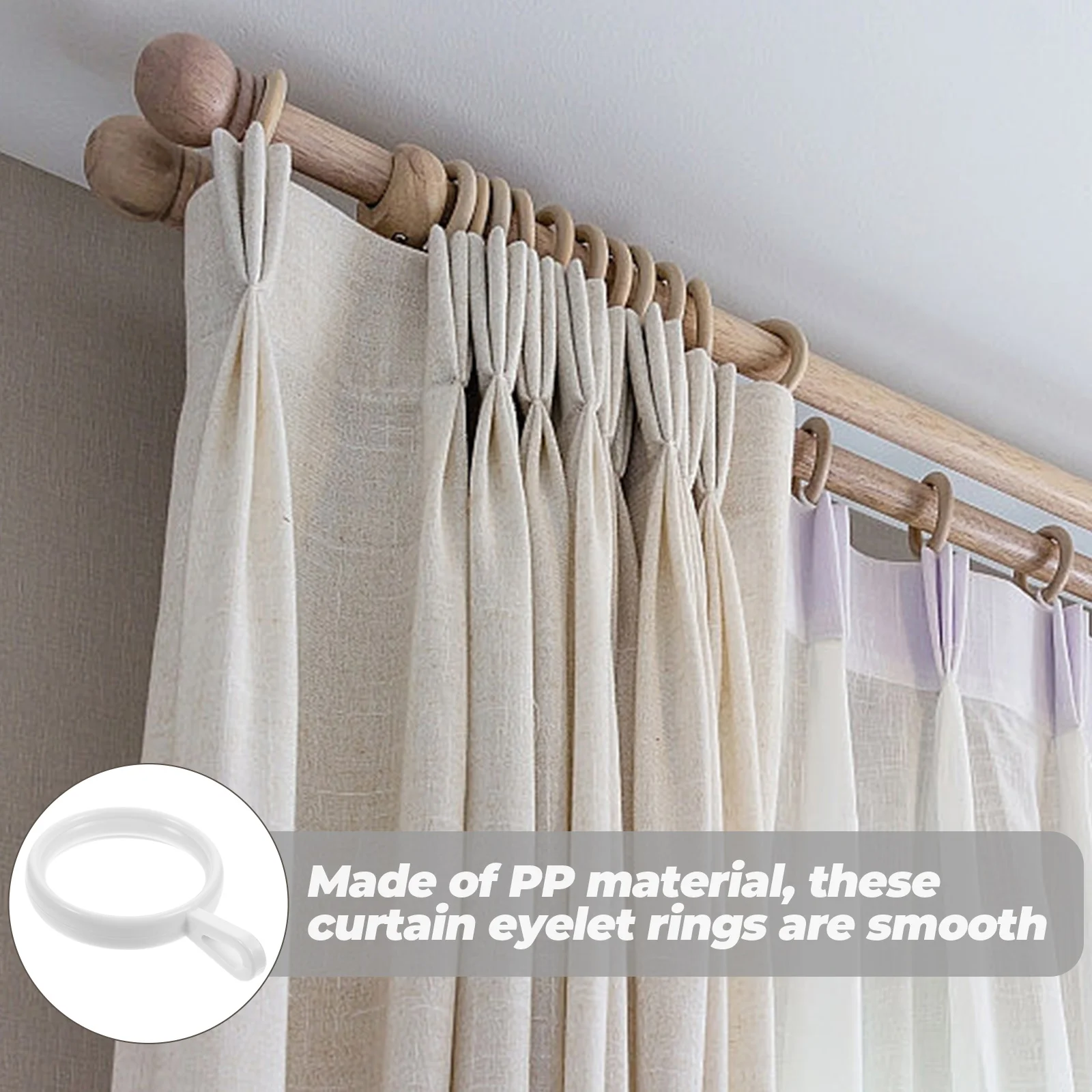 

190Pcs Sturdy Shower Curtain Hanging Rings Versatile Use for Most Curtains Simple Structure Shower Curtain Rings