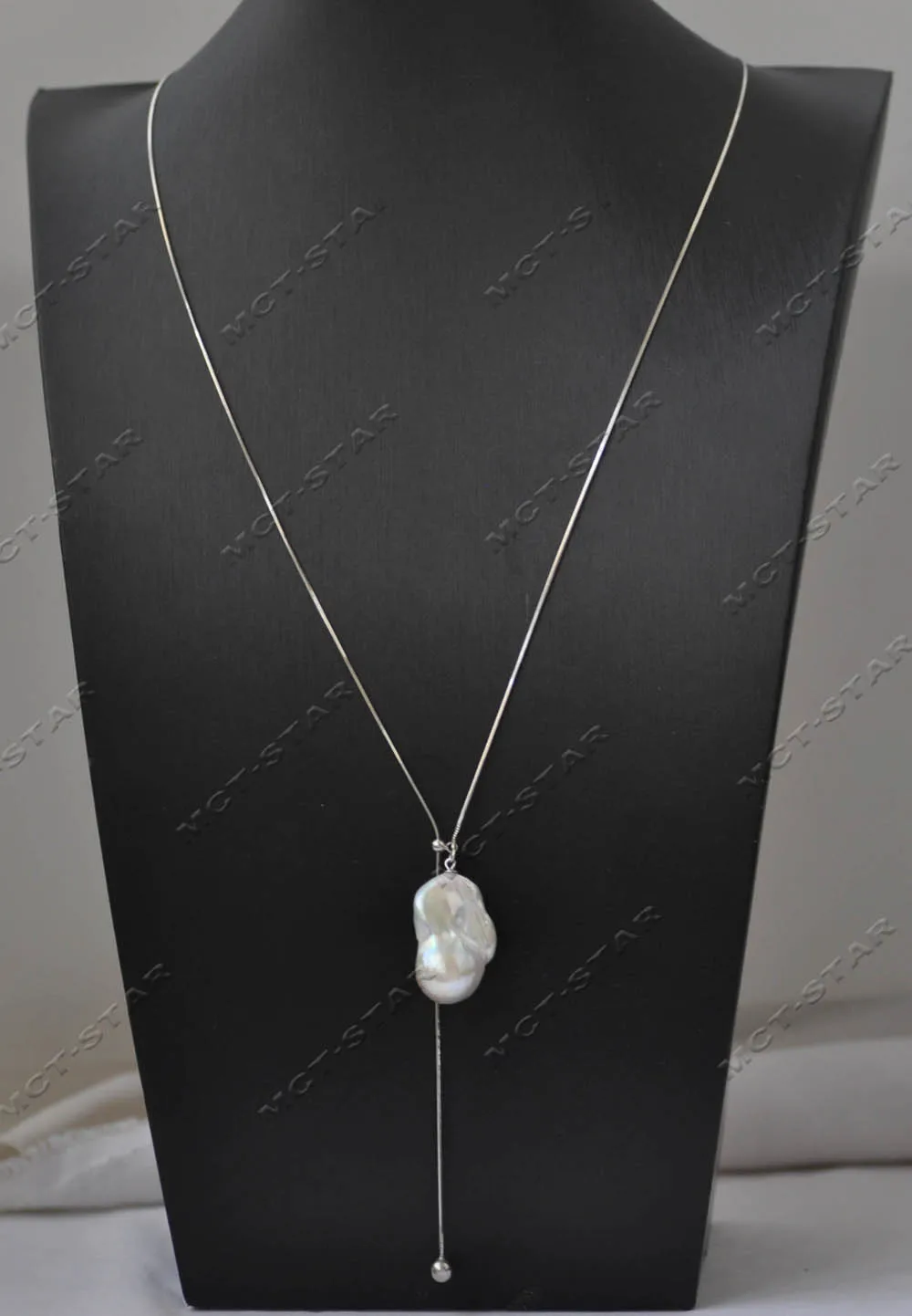 

MCT·STAR A+ 26-дюймовая регулируемая цепочка с подвеской из белого жемчуга Кеши в стиле барокко, 27 мм (Z13399)