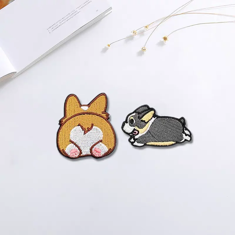 Cute Shiba Dog Embroidery Patch Cartoon Corgi Shepherd Dog Morale Badge Stickers Coat Backpack DIY Iron on Patches for Clothing