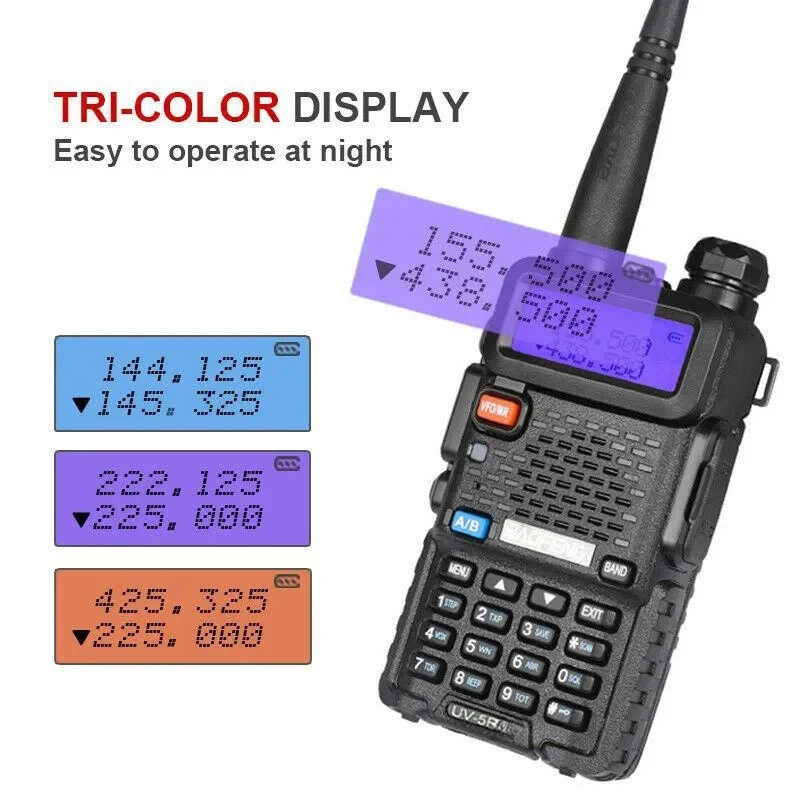 Walkie-talkie portátil BAOFENG-UV-5III, estación de Radio bidireccional, transceptor bidireccional, 1800mAh, tribanda CB, VHF/UHF, resistente al agua