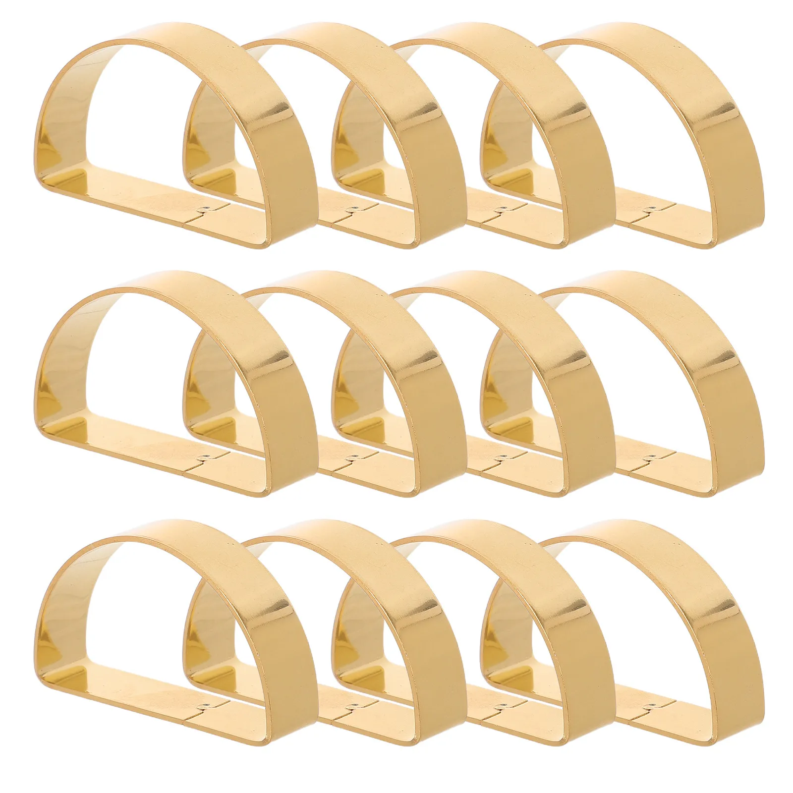12Pcs Gold Semi Circle Napkin Rings Zinc Alloy Banquet Dinner Party Wedding Table Setting Accessory Metallic Serviette Ring