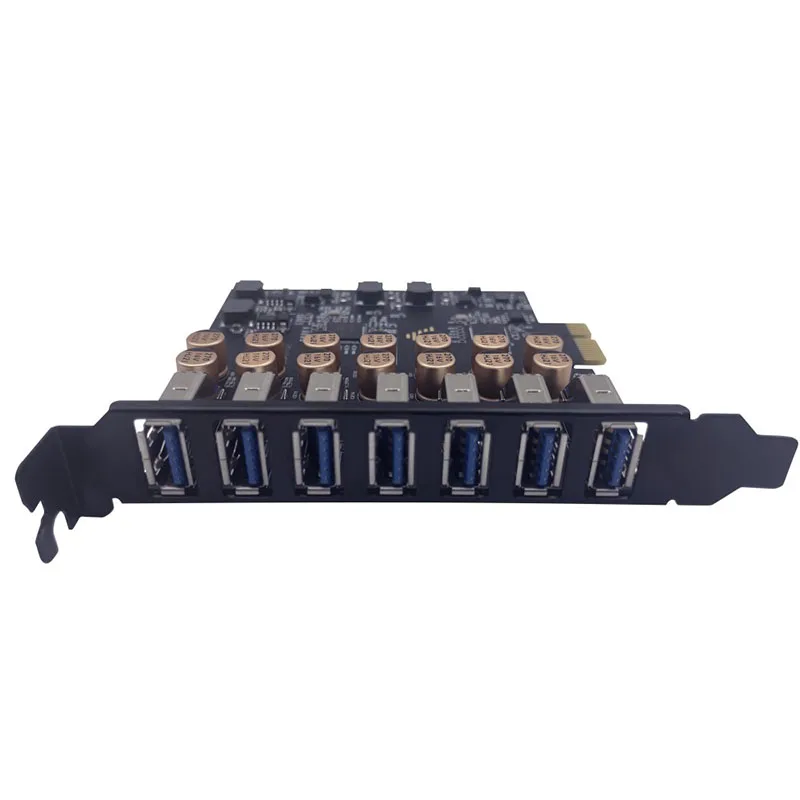 Scheda di espansione USB PCIE a 7 porte 7 porte USB 3.2 GEN1 Trasmissione ad alta velocità da 5 Gbps Alimentazione stabile Scheda di espansione anteriore USB 3.2 GEN1