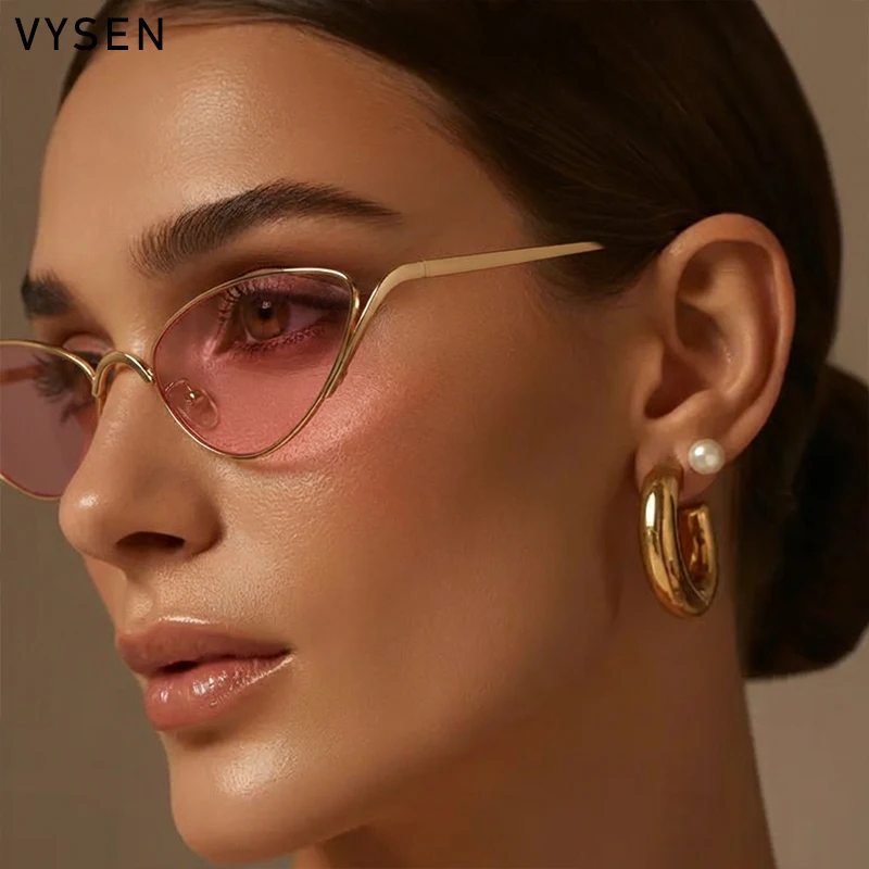 

Vintage Sexy Cat Eye Punk Sunglasses Women 2026 Luxury Brand Fashion Eyewear Metal Small Frame Sun Glasses For Lady UV400 Shades