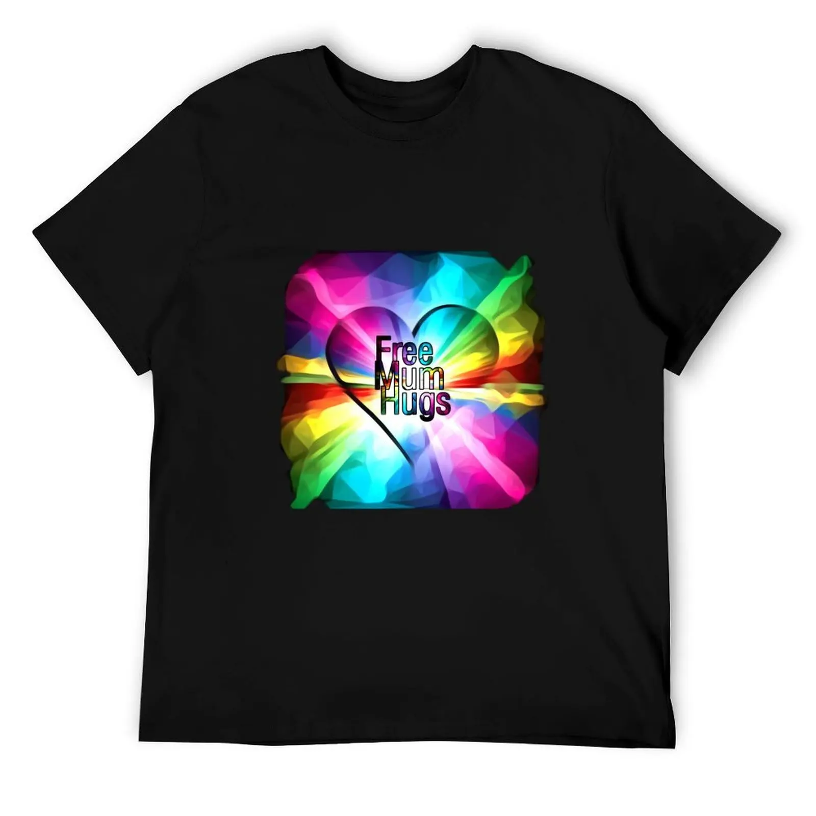 

Free Mum Hugs rainbow heart #2 T-Shirt t shirts for man graphic tees men t shirt cotton 100% T-Shirt