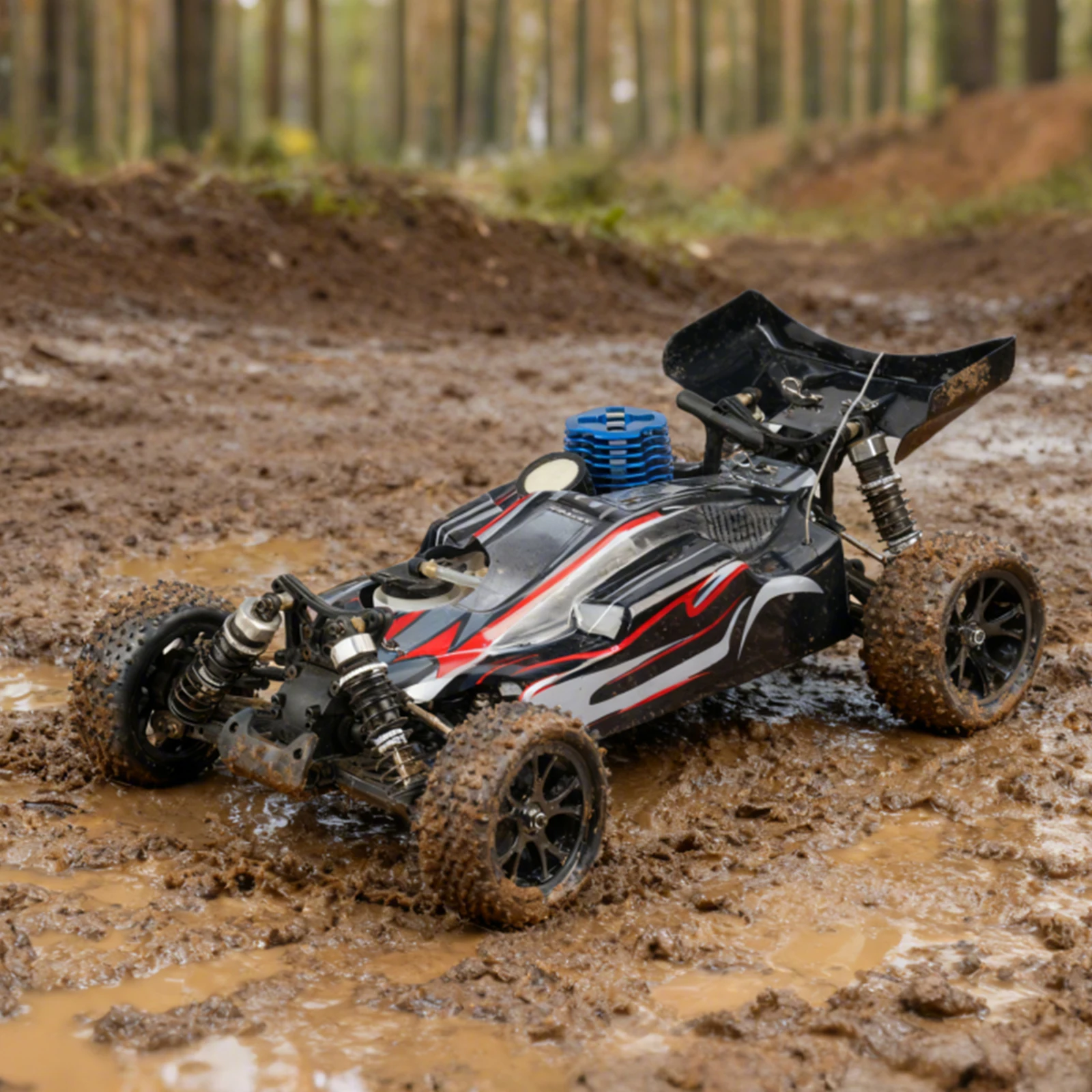 Радиоуправляемая машинка VRX Racing RH1007 Spirit N2 1/10 Nitro Buggy 4WD с двухскоростным двигателем VX.18 с ручным запуском