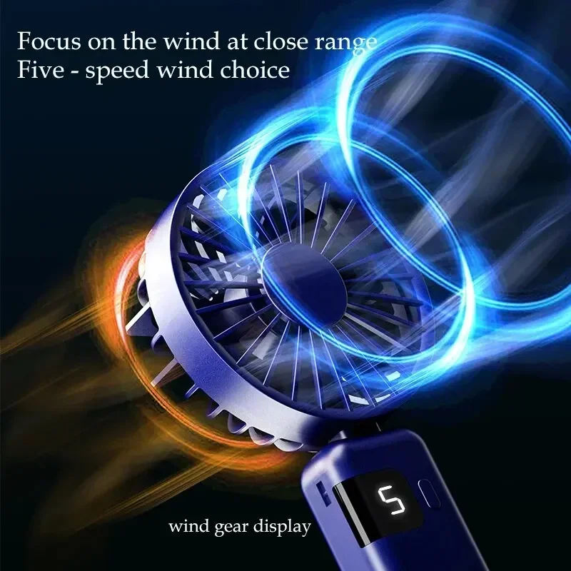 5 Speed 2024 New Arrival Wind Cooling Hand  Portable Personal Pocket Rechargeable Handheld with Hook