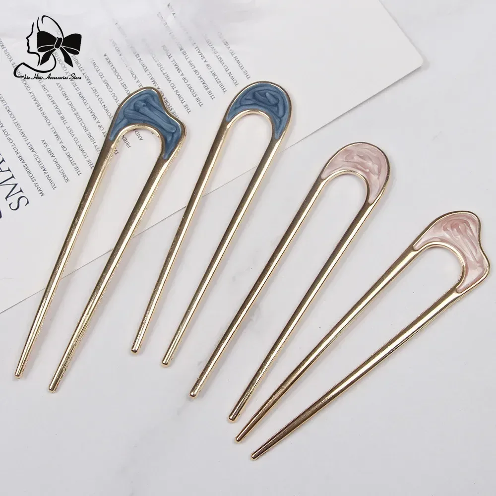 Fashionable U-shaped Hairpin Shell Hairpin Metal U Shaped Hair Pins Hair Fork French  Simple Hair Accessories for Women