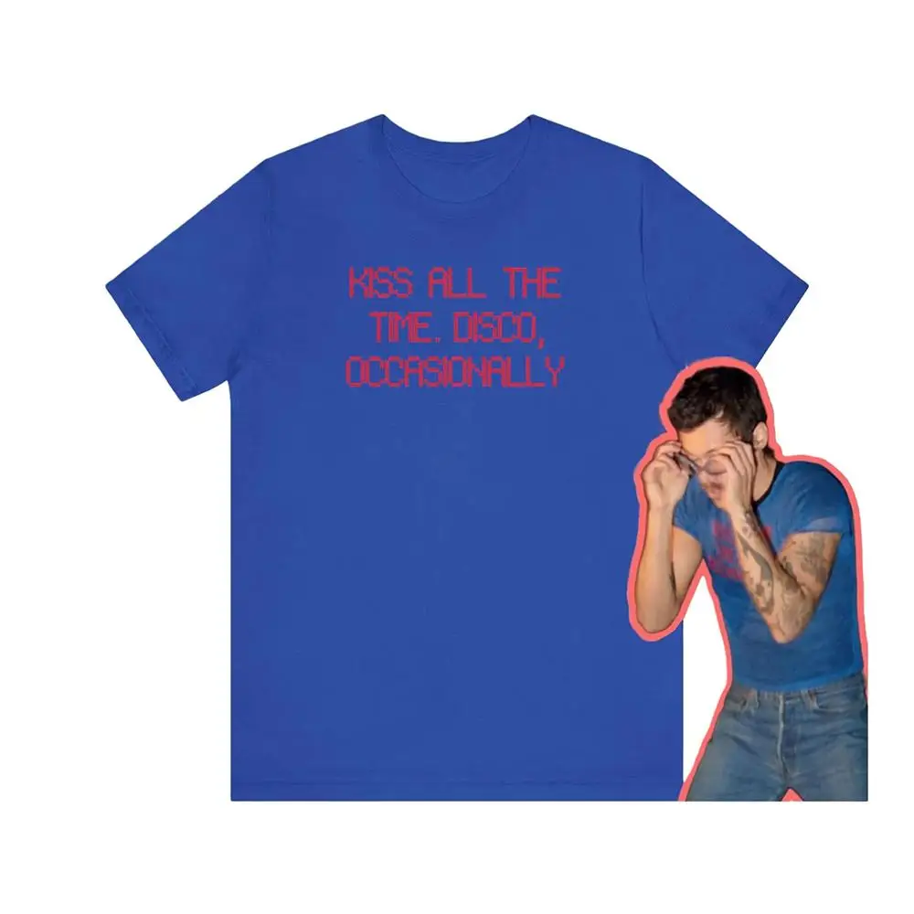 Harry Styles T-shirts Fan Gift Kiss All The Time Disco Occasionally New Album Print Tops Men Women Street Y2k Summer Casual Tee