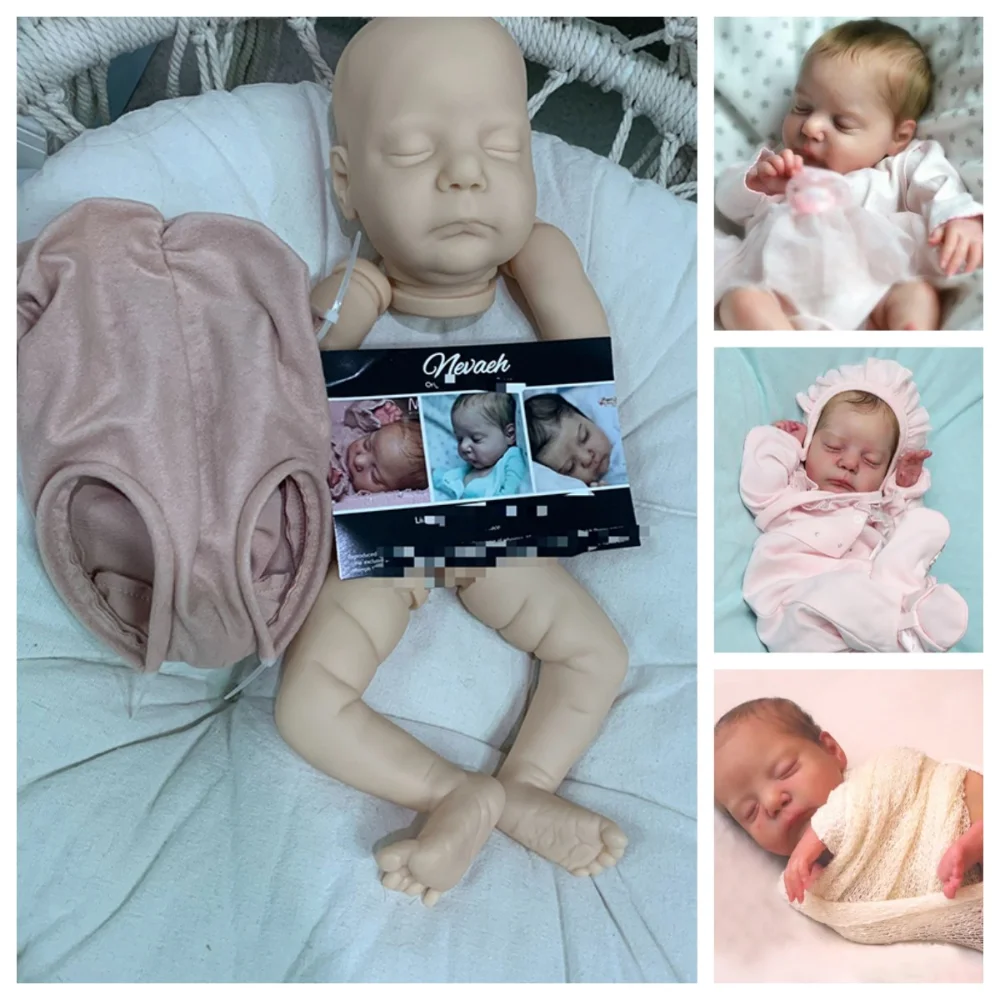 17inch Bebe Reborn Doll Kit Nevaeh Soft Touch Fresh Color Unfinished Unpainted Doll Parts with Cloth Body and COA Reborn Supply