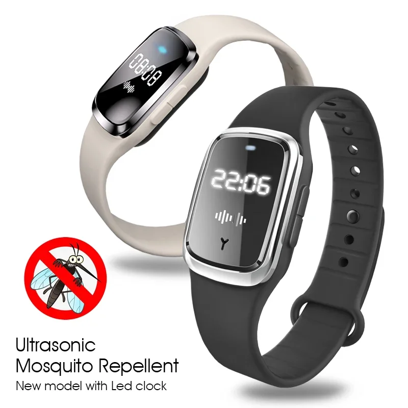 Ультразвуковой высокотехнологичный браслет от комаров для дома и улицы, 3-ступенчатое регулируемое кольцо с ручным управлением, браслет от укусов комаров 2025