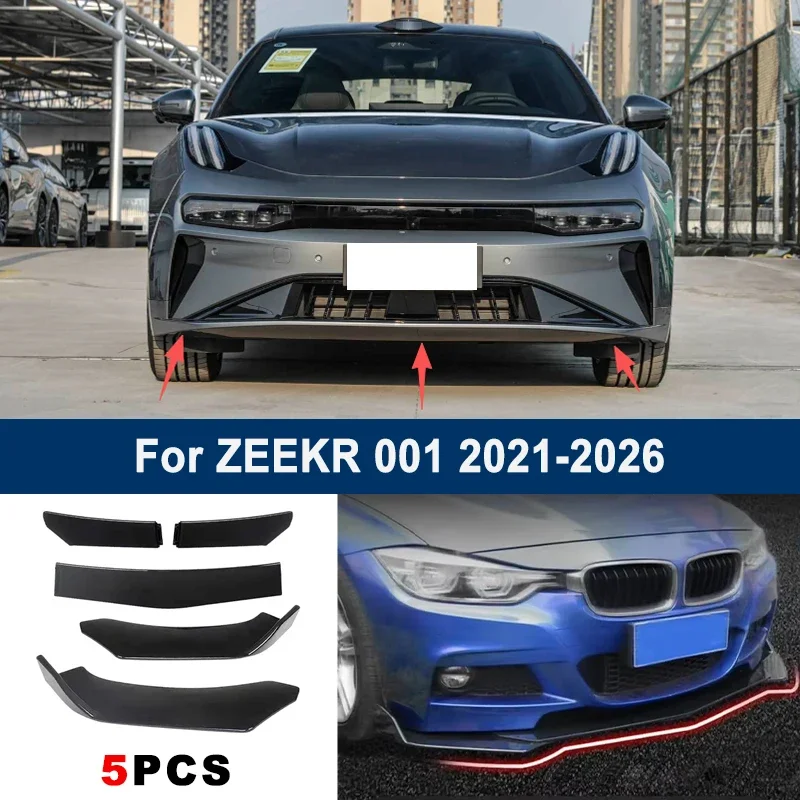

Adjustable 5Pcs Sectional Front Spoiler Lip For ZEEKR 001 2021-2026 Front Bumper Splitter Car Exterior Sport Body Kit
