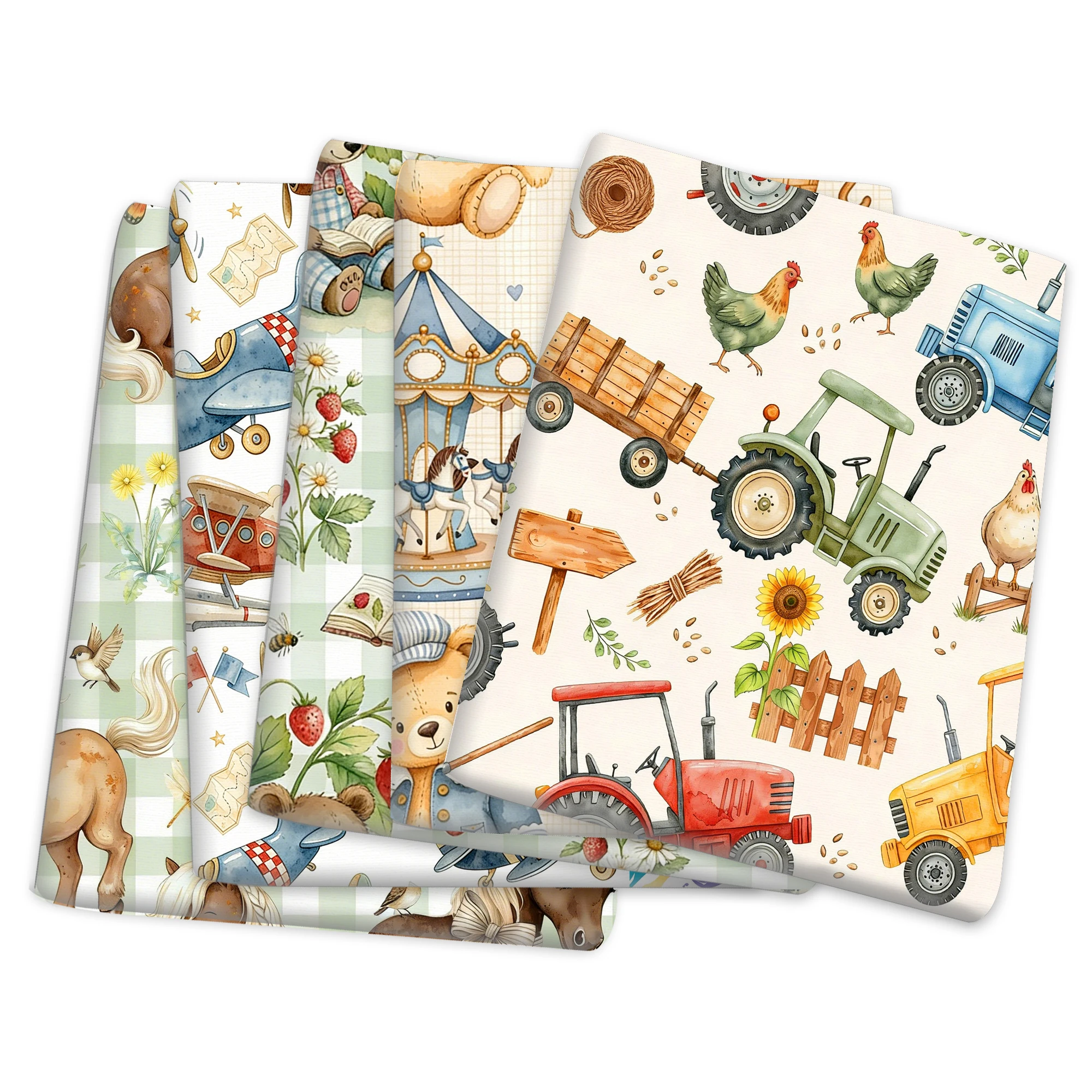 50*145cm Bear Car Plane Patchwork Printed Polyester Fabric for Tissue Sewing Quilting Fabrics Needlework Material DIY Handmade