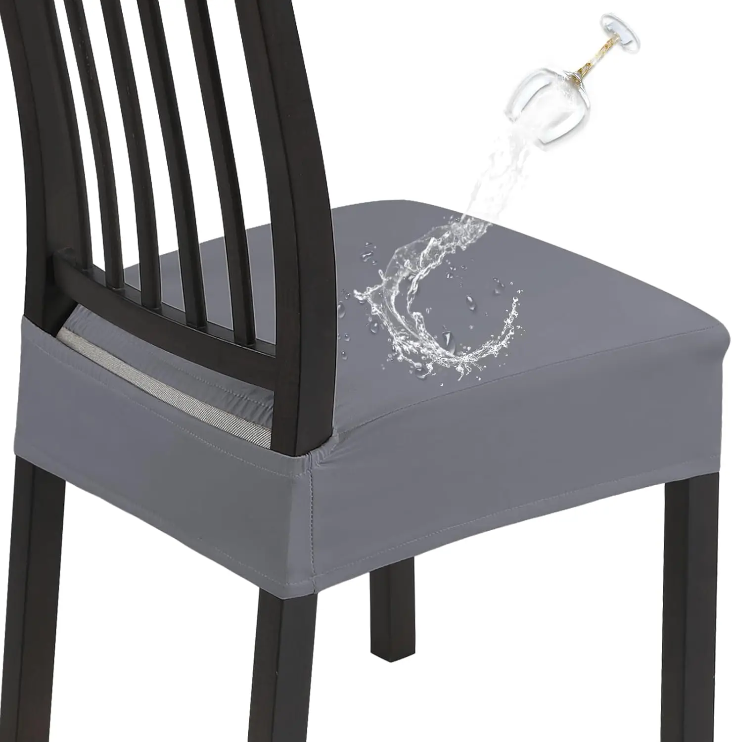 

Waterproof Dining Chair Seat Covers Set Of 6,Stretch Soft Removable Washable Chairs Covers For Dining Room, Seat Slipcovers