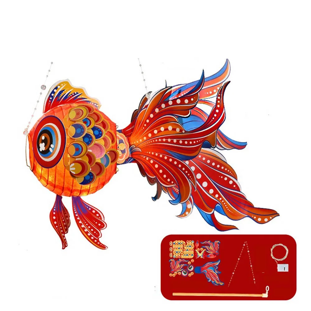 

Ancient Goldfish Lantern Hand Made Paper Middle Autumn Festival Lantern Luminous Chinese Style Glowing Handheld Lantern