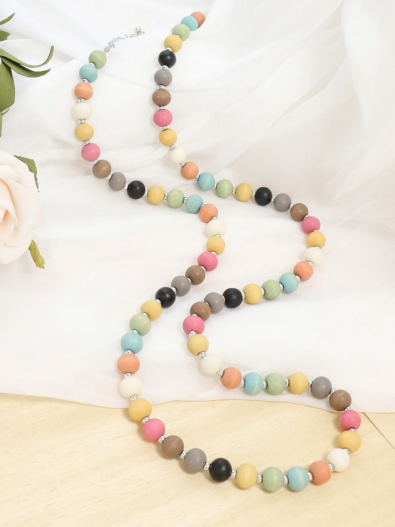 Bohemian Vintage Colorful Long Necklace Women\'s Versatile Vital Colorful Bead String Long Necklace