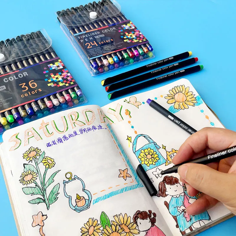 Colored Fineliner Pens 12-100 Colors Micro Liner Water-Based Drawing Pen Set Art Journaling Sketching Painting