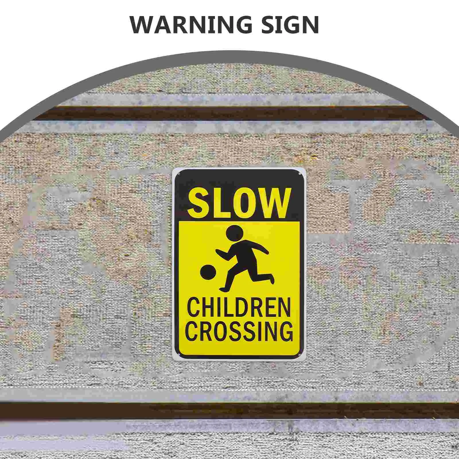 2 Pcs Warning Sign Safety Signs Security Double Sided Yellow Iron Sheet Slow down for Neighborhoods Child