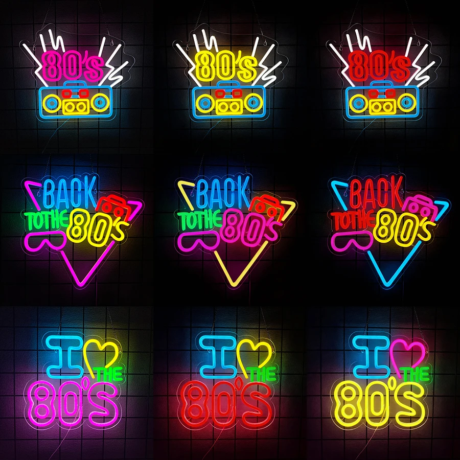 

Back to The 80's Neon Sign for Wall Decor,Vintage Decor Music Background LED Neon Signs for Bedroom,Bar,Club,Birthday Gifts