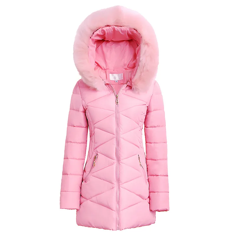 2024 Giacca invernale da donna Parka con cappuccio in pelliccia grande Cappotto lungo imbottito in cotone Giacca femminile Casual Caldo Addensare Outwear Jaqueta Feminina