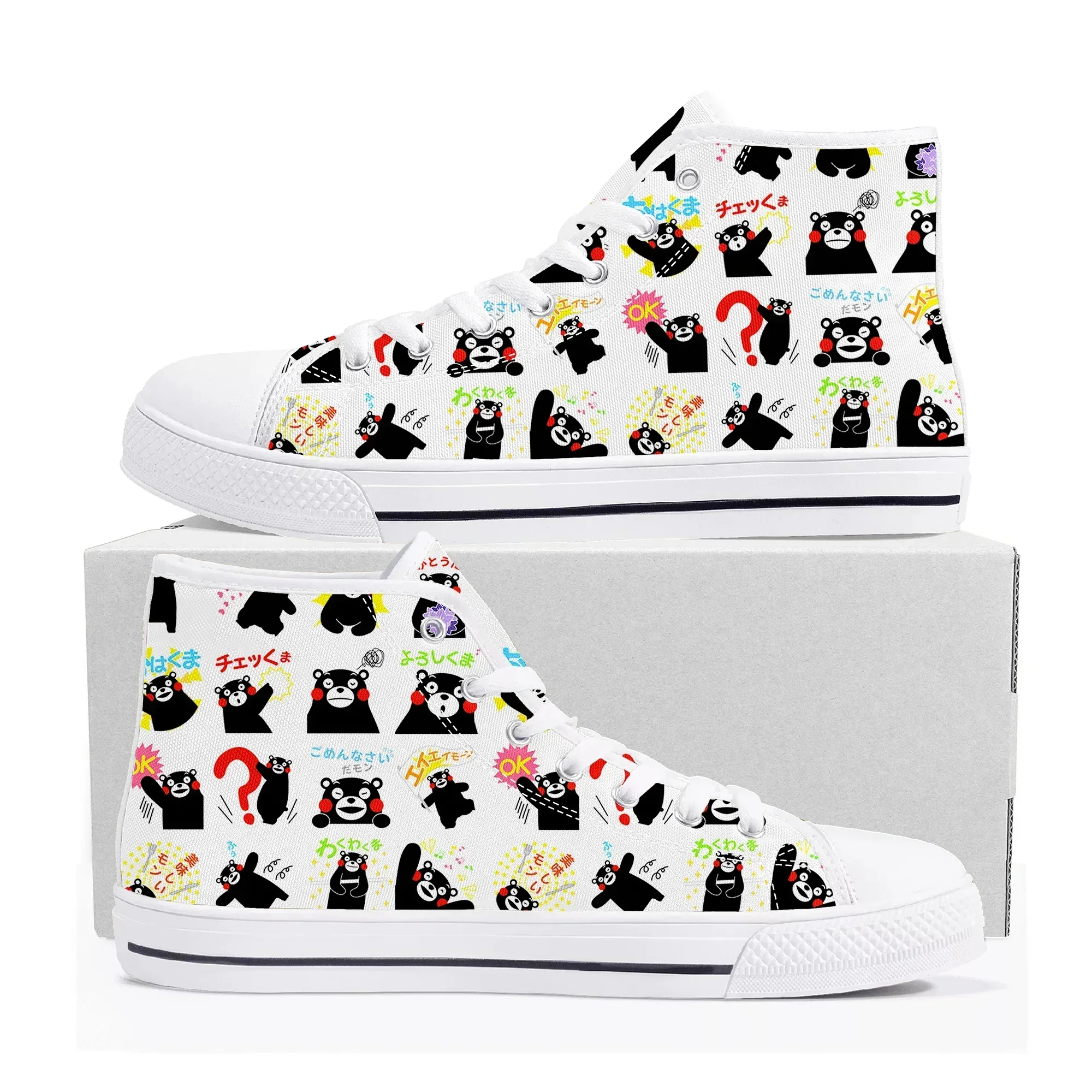 

Высокие кроссовки Kumamon для мужчин, женщин и подростков, высококачественные кеды из канваса, японские комиксы, манга, мультфильмы, индивидуальная обувь для пар