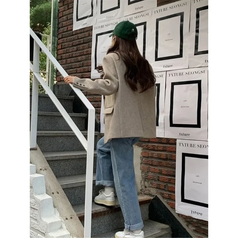 UNXX Solid Colors Single Breasted Loose Suit Woman Autumn Fashion Office Work Long Sleeve Blazer Women Korea Casual Jacket Woman