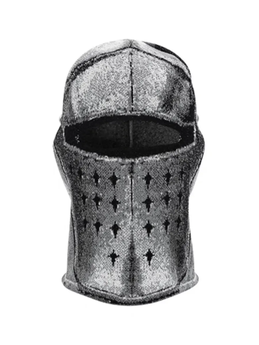 

Вязаная маска-балаклава Thug Club 26SS в винтажном стиле рыцарского шлема, головной убор в стиле хип-хоп