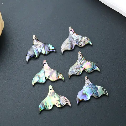 2PCS Abalone Shell Mermaid Tail Pendants 20X25MM Whale Tail Charms for DIY Jewelry Making Necklace Earring Accessories Gift