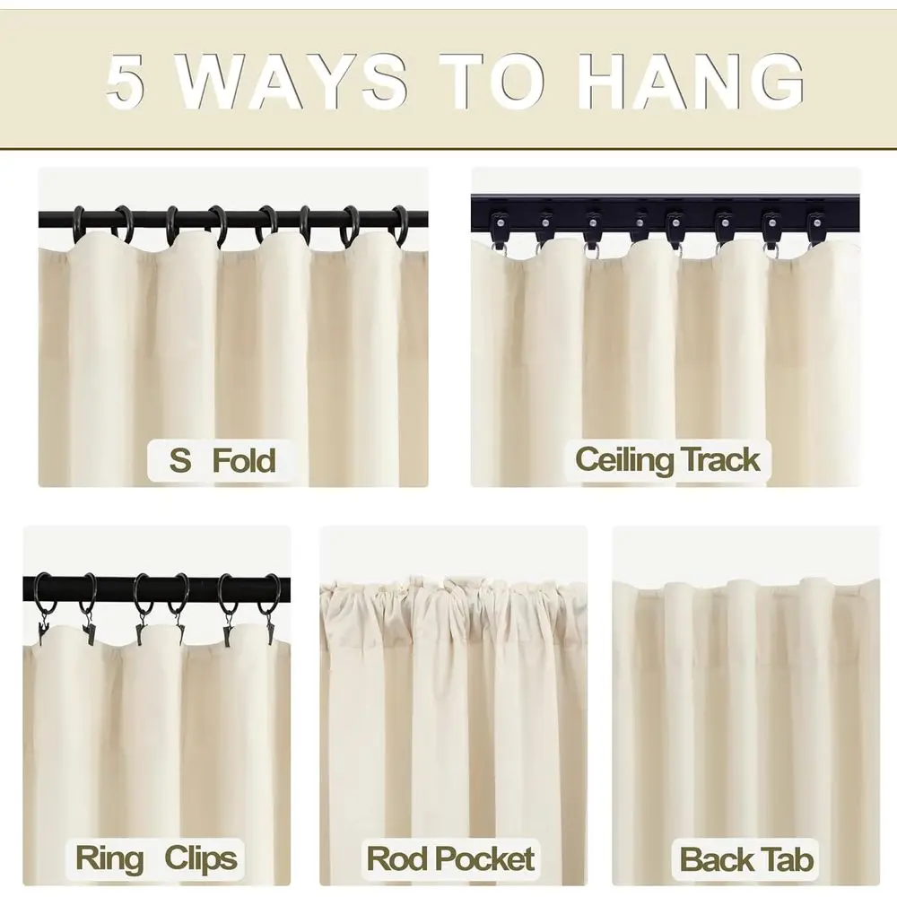 10 Fuß hohe Decken-Samtvorhänge mit Haken, 70 % Verdunkelung, cremefarbenes Elfenbein, 2-teiliges Set für Wohnzimmer/Schlafzimmer
