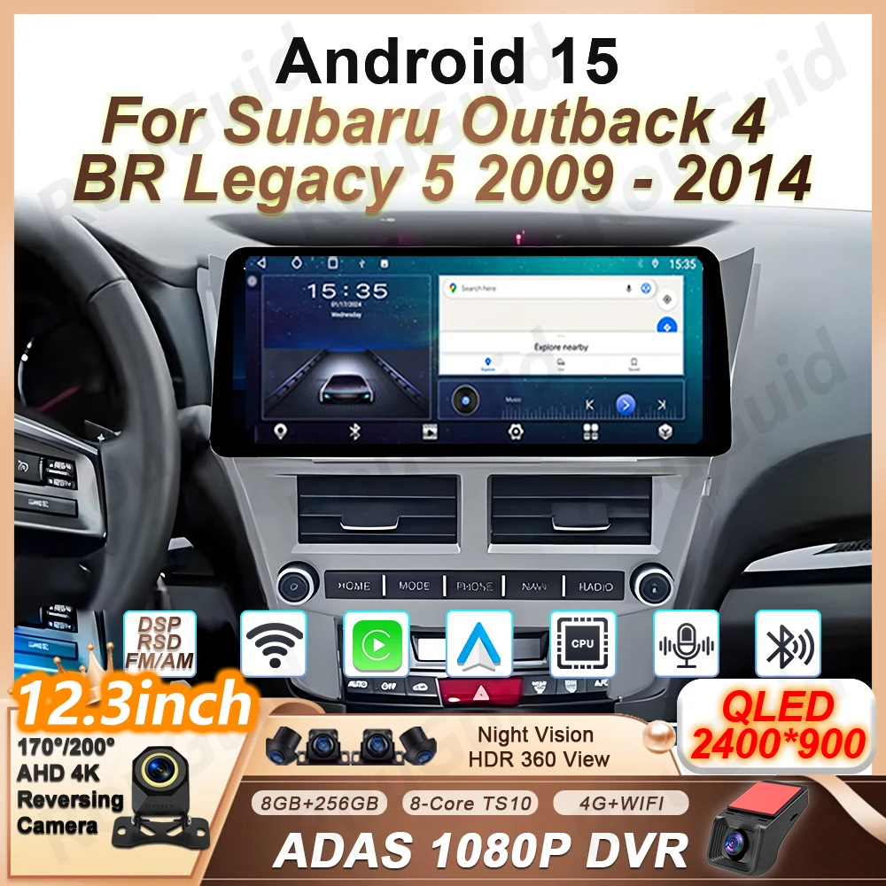 

12.3'' Android-автомагнитола с CarPlay для Subaru Outback 4 BR Legacy 5 2008-2014, BT-стерео, мультимедийный плеер