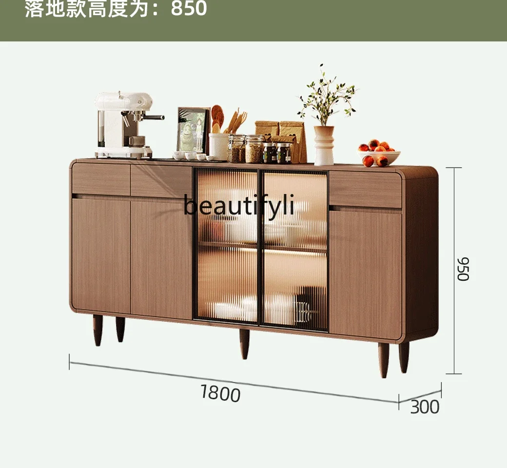 A15 Szafka kredensowa z litego drewna Zintegrowana ściana Wąska nowoczesna prosta salon Domowa szafka na wino Ultra cienka szafka