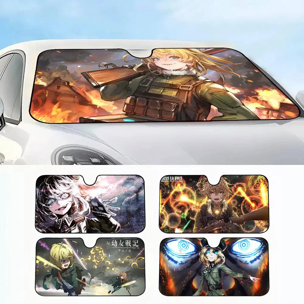 

anime y-Youjo s-Senki Car SunShade Car insulation windshield sunshade, UV blocking sunshade protector